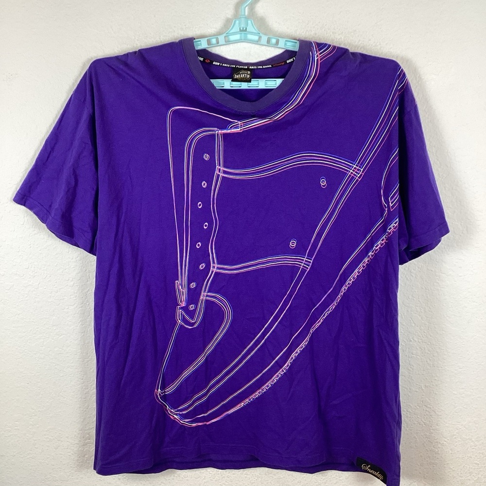Sneaktip Mens T Shirt Sz 3XL Short Sleeve Graphic Print Purple 2 Holes Good